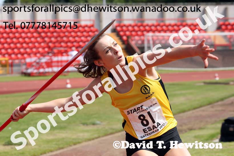 Senior girls javelin, 2015 English Schools, Gateshead. Photo: David T. Hewitson/Sports for All Pics